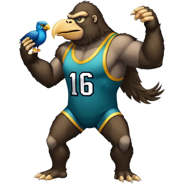 king kong wearing eagles sleeveless jersey blue and yellow bird emoji