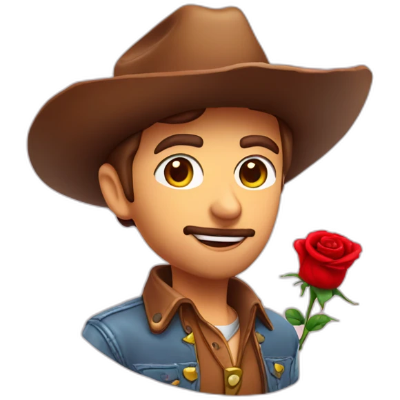 Cowboy sexy avec une rose dans la bouche emoji
