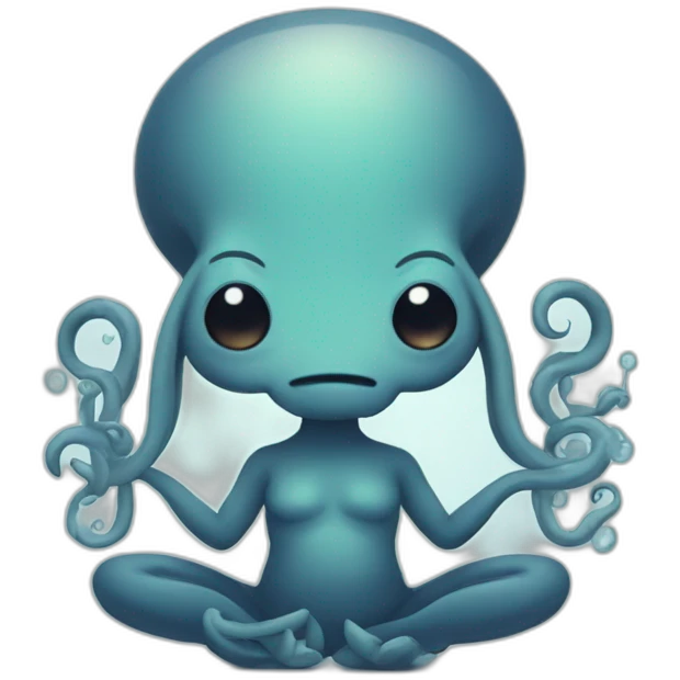 Cute kraken cute face eyes closed making yoga emoji