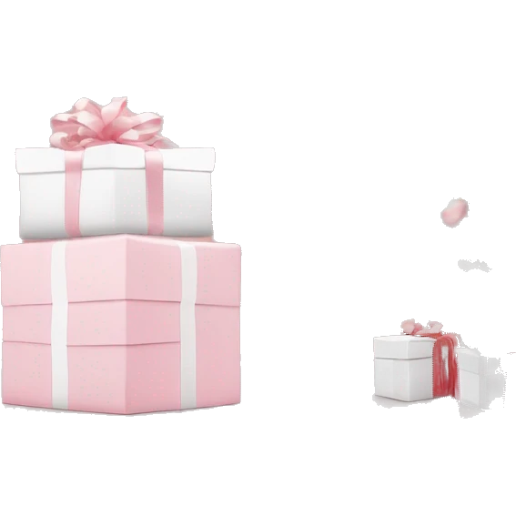 Light pink Christmas gifts under a white Christmas tree  emoji