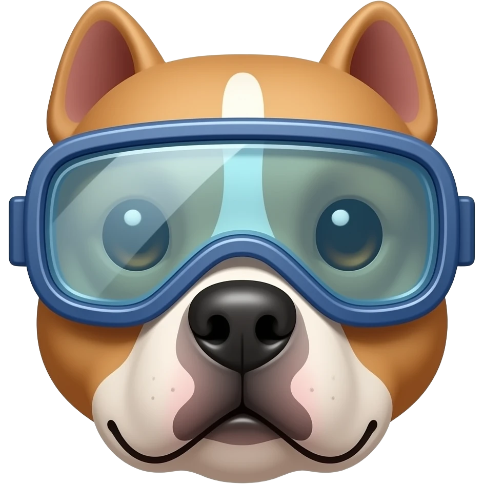 pitbull dogs head wearing diving goggles emoji