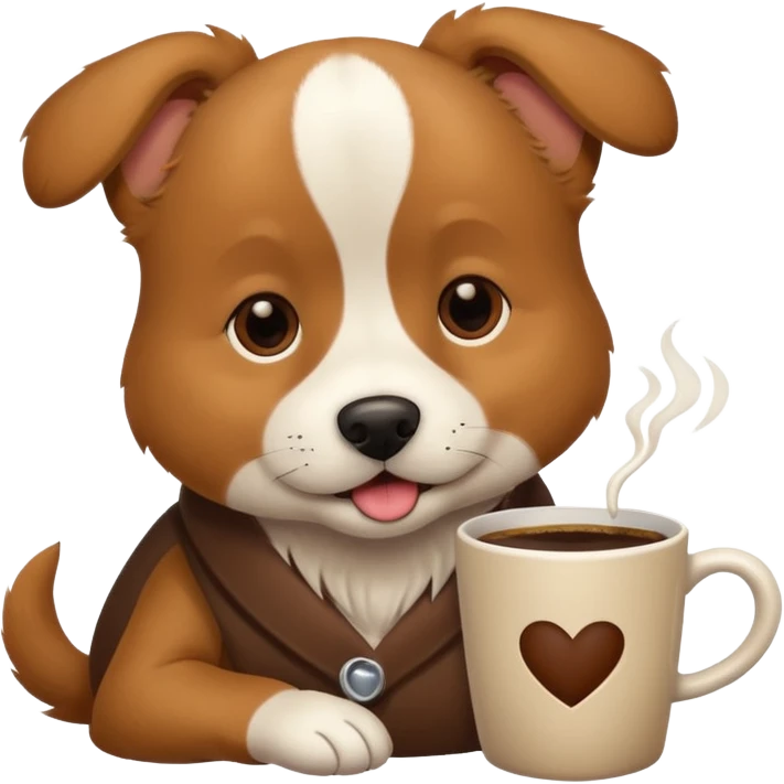 Dog drinking coffee emoji