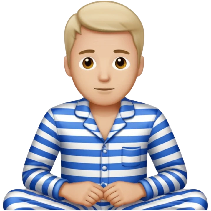 Man with pajama with blue and white stripes emoji
