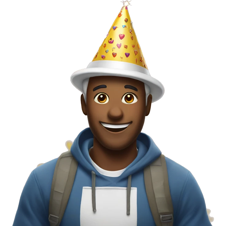 Happy emoji face wearing a birthday hat emoji