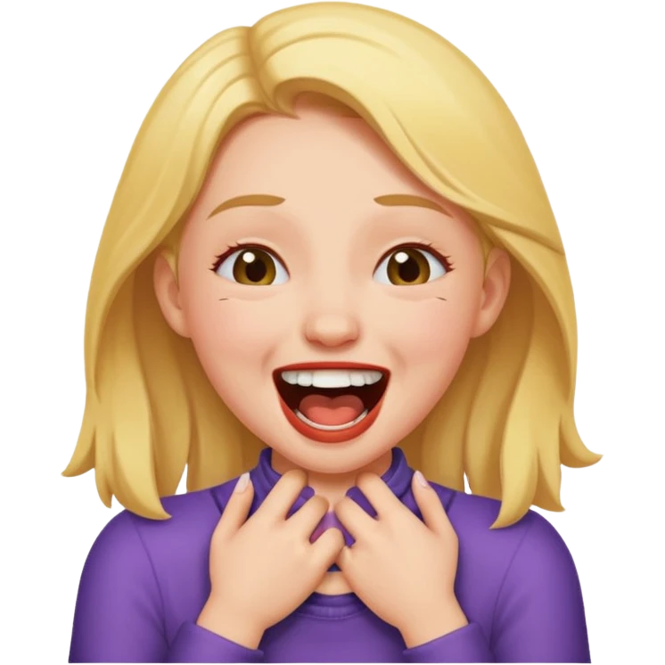 Girl choking herself and laughing  emoji