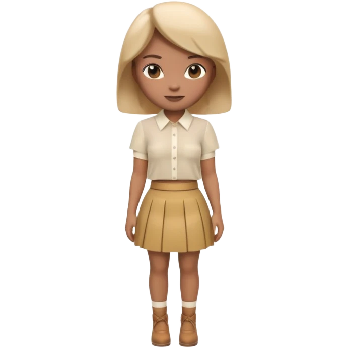 A 3D cartoon outfit with a blouse and skirt arranged together, clean background, natural light, realistic Memoji-style look. Negative : Characters. emoji