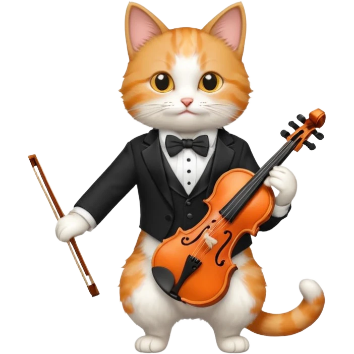 Cat playing violin on his shoulders emoji