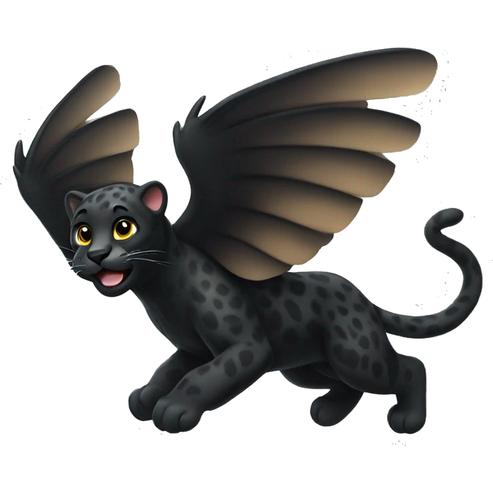winged black leopard flying emoji