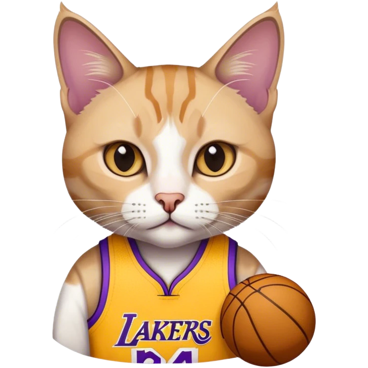 white brown Cat wearing a lakers Kobe Bryant jersey  emoji