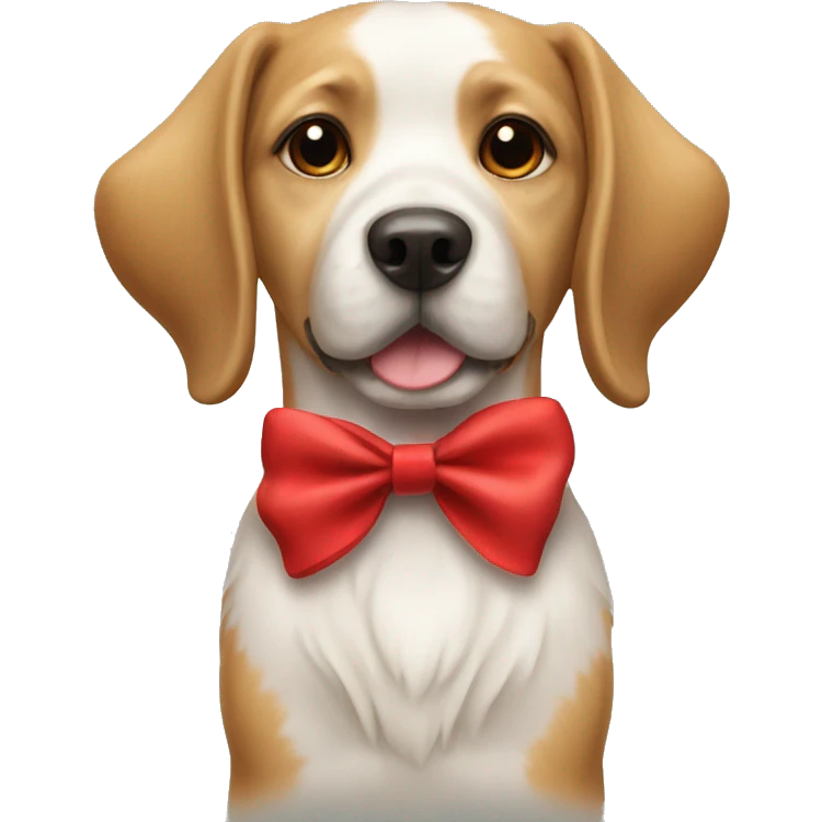 A dog with red bow near neck emoji
