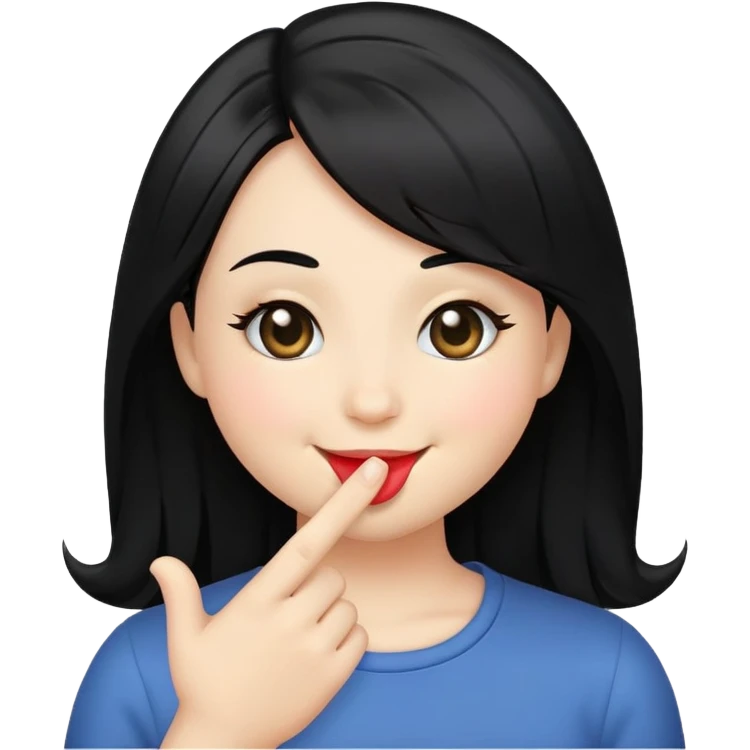 Smiley face with black hair blowing a kiss emoji