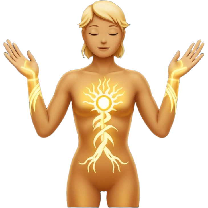  A minimal emoji-style illustration representing "KAR" (action and process).
A glowing human silhouette in motion, hands shaping energy,
symbolizing effort, discipline, and creation in progress.
No face details, no realism.
Sacred energy lines flowing through the body,



 emoji