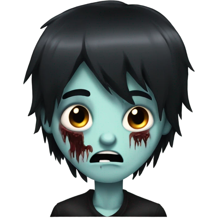 boy zombie with black hair emo creepy medium long hair emoji