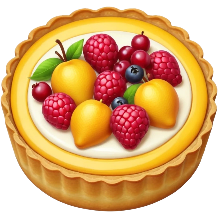 small round fruit tart with glossy filling, emoji