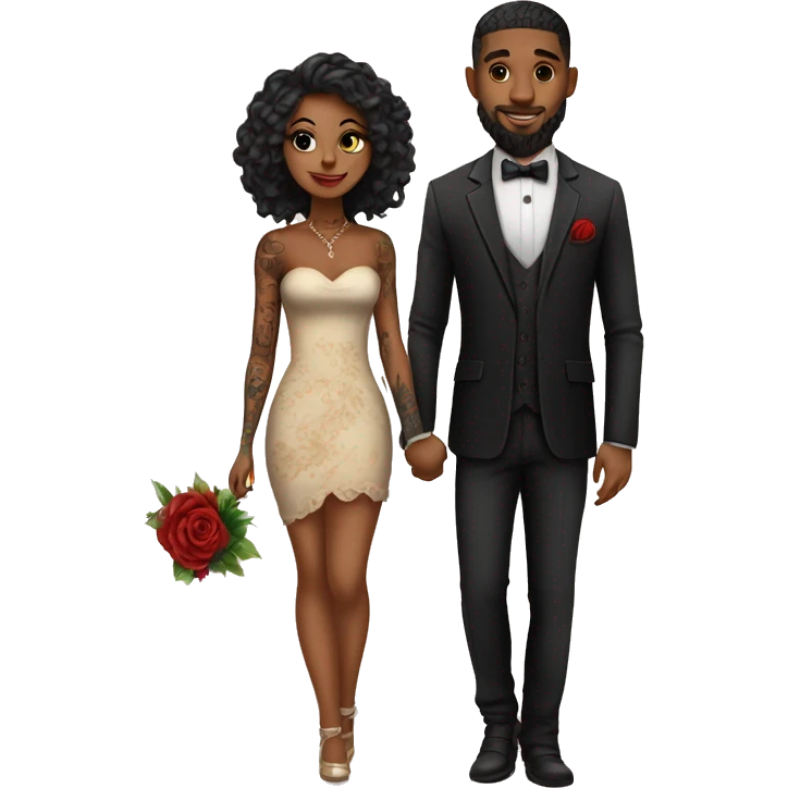 Romantic fancy date for beautiful tattooed couple emoji