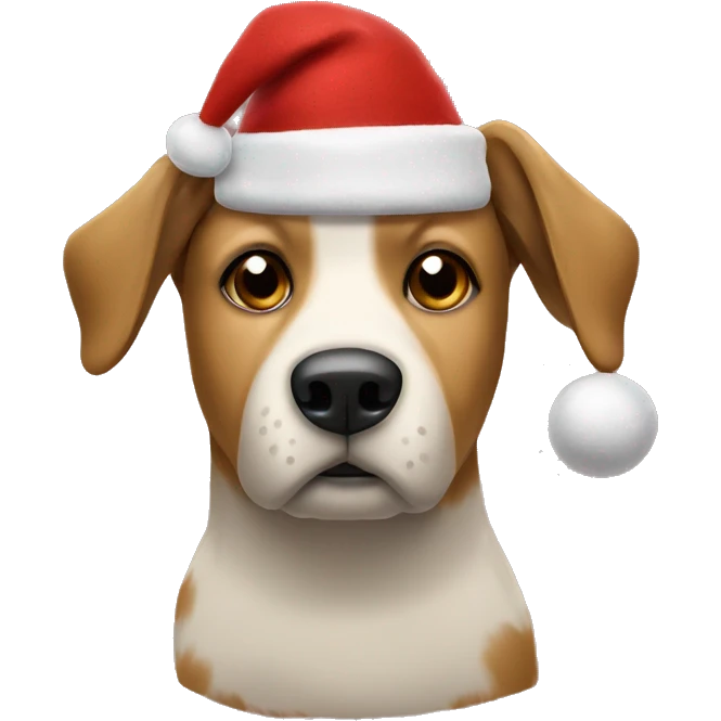 dog in a christmas sweater and hat emoji
