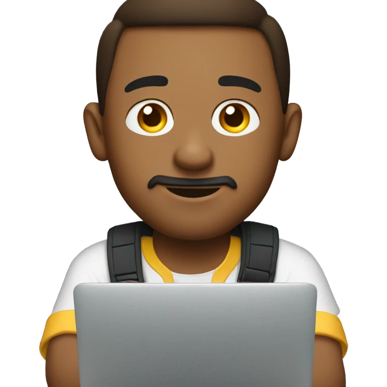 Video editor working on his mac book emoji