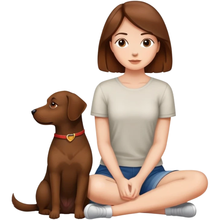 Woman with her dog sitting next tu each other from the back emoji