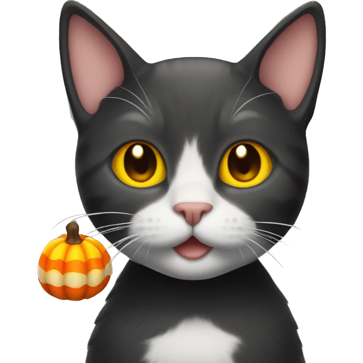 Halloween cat with candy corn emoji