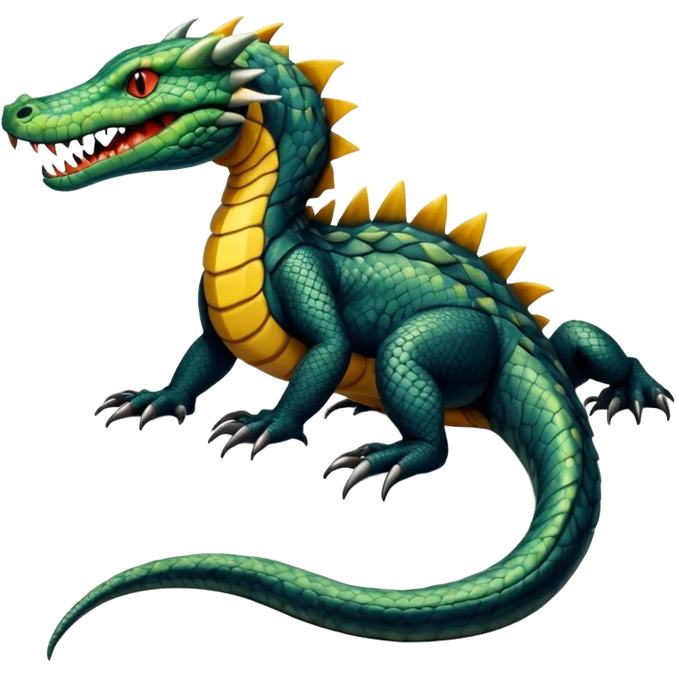 Alligator-Dragon-Tiger-Salandit-Snake-Fakémon-hybrid-creature with a long muzzle, full body emoji