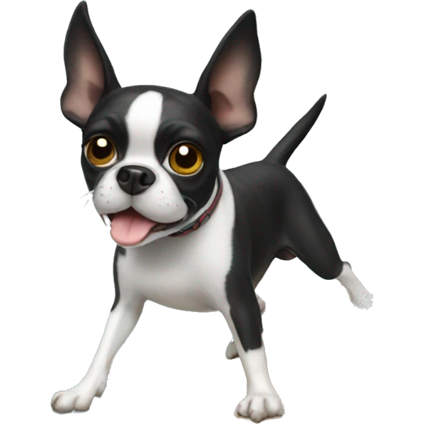 Boston terrier surfing emoji