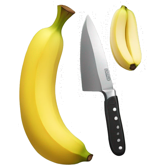 a banana being cut by a knife emoji