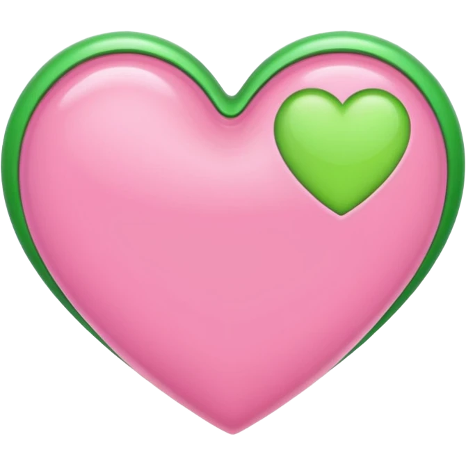 pink and green heart emoji