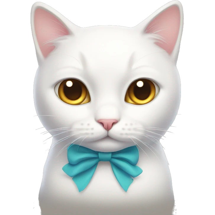 white cat with a bow emoji