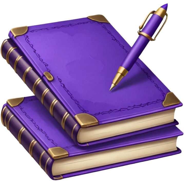 purple studying books with pen scattered emoji