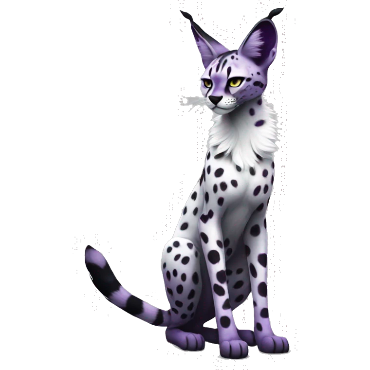 Epic Edgy Black White Purple ethereal Serval-Fionbri full body emoji