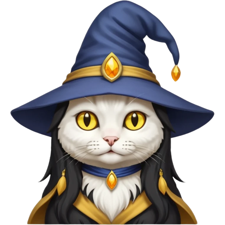 Black and white cat that is a sorcerer emoji