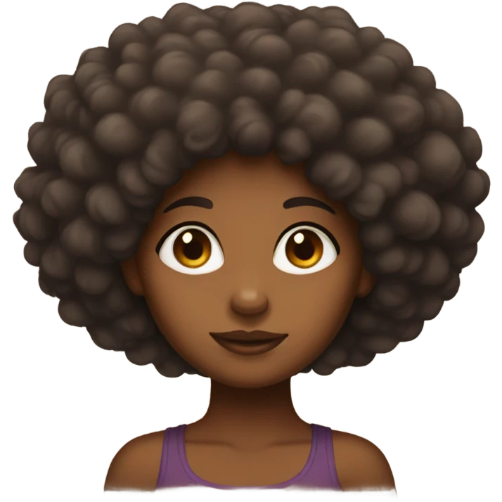 Brown skin girl with a large Afro  emoji