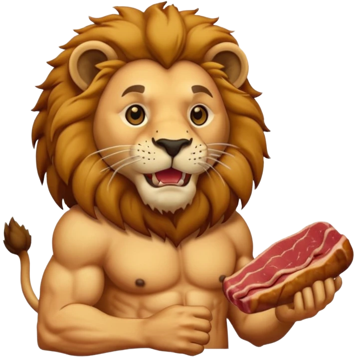 lion eating meat emoji