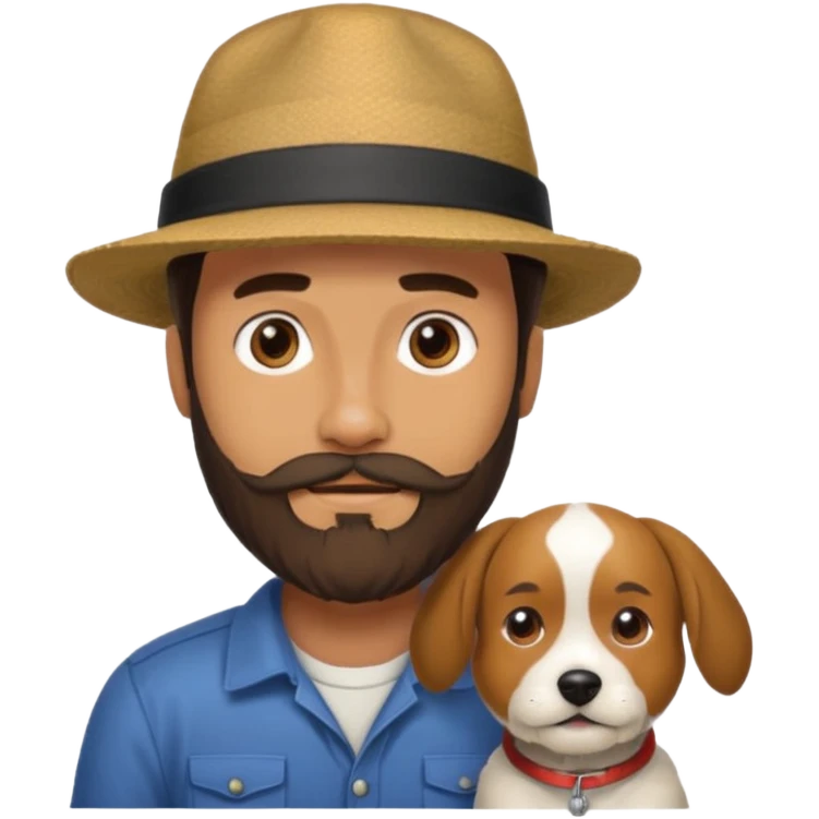 men with dog, 3 day beard emoji