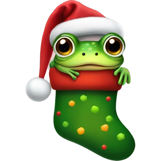 Frog in Christmas stocking  emoji