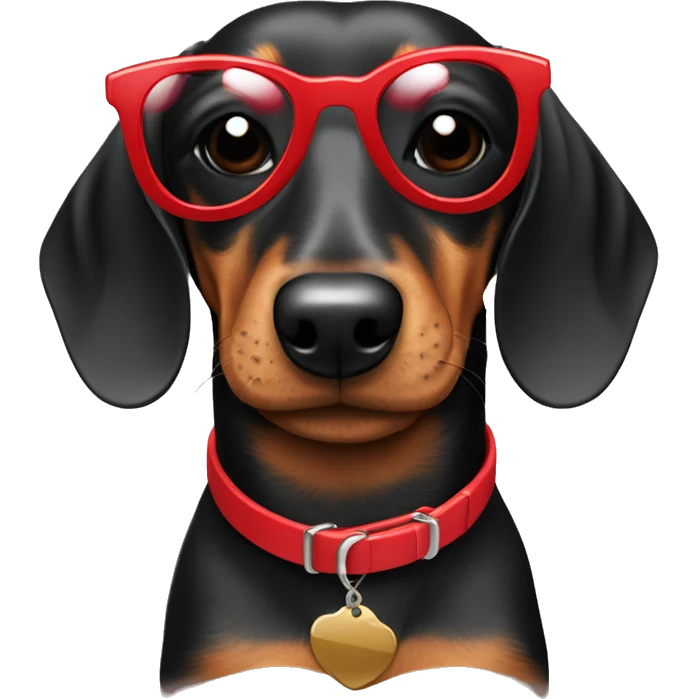 Black and tan dachshund wearing red sunglasses  emoji