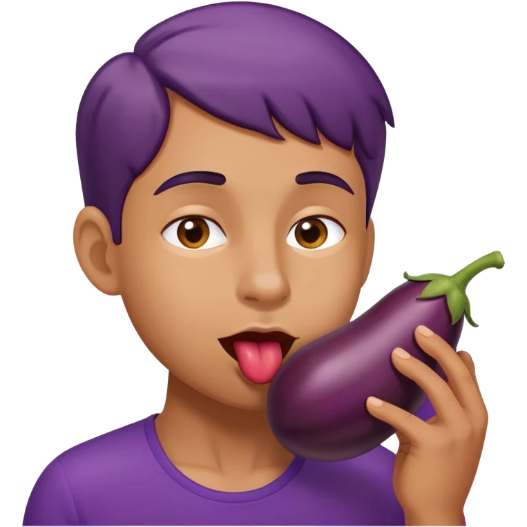 Tongue licking eggplant emoji