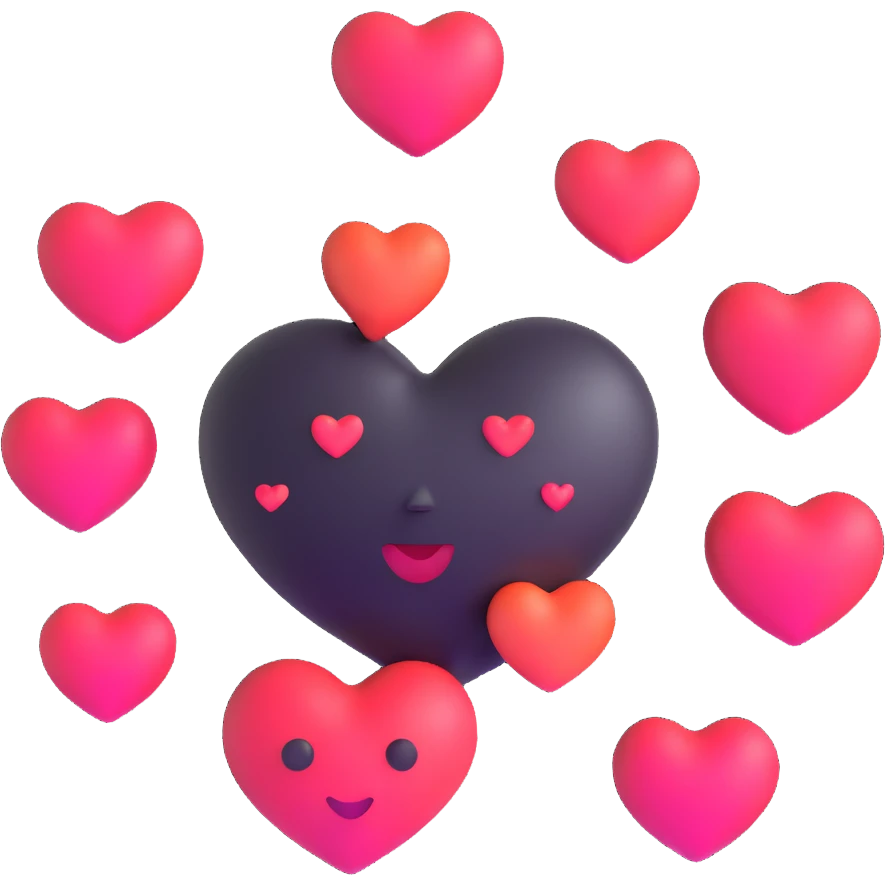 face bubbling with hearts emoji