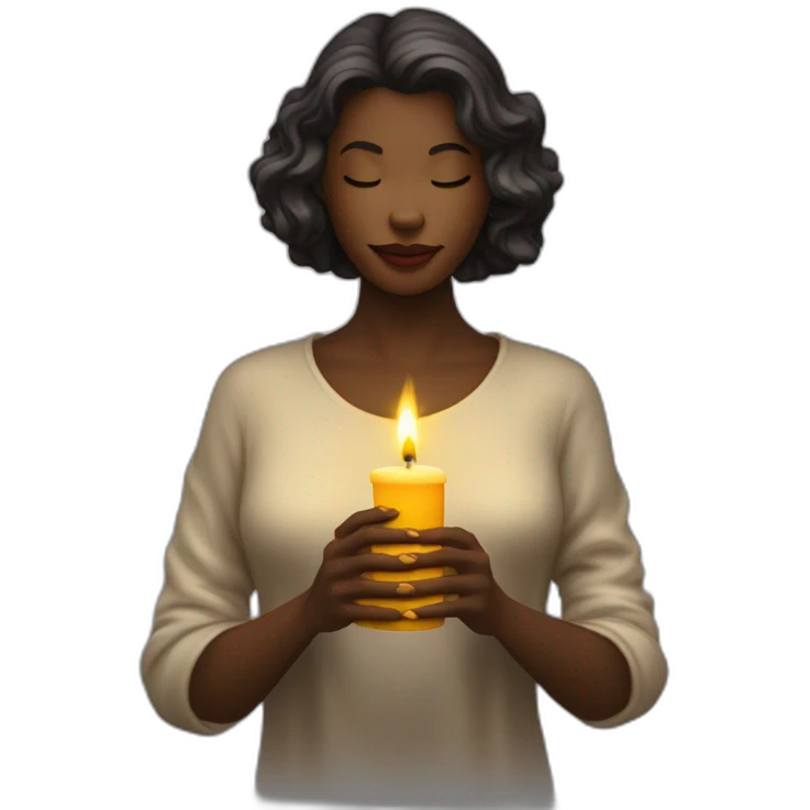 Une femme dans l’obscurité portant une bougie dans chaque main  emoji
