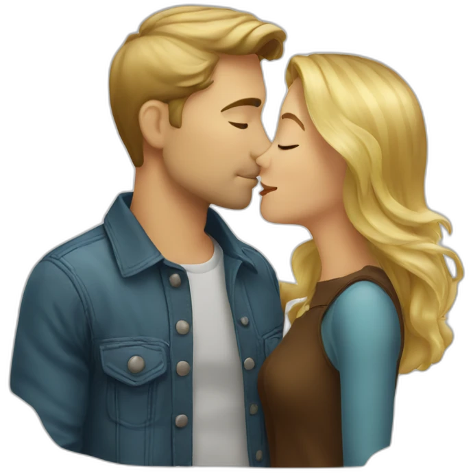 blond-hair-woman-and-brown-hair-man-kisses emoji