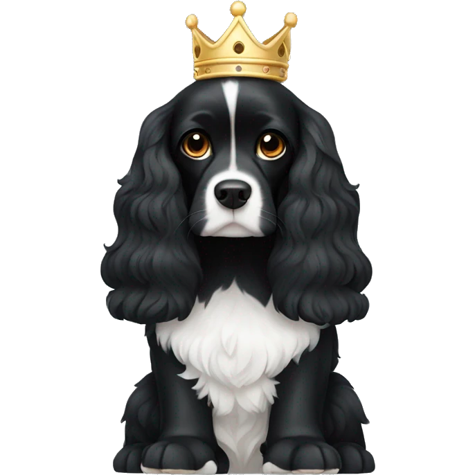 Small completely black king spaniel with white on chest emoji