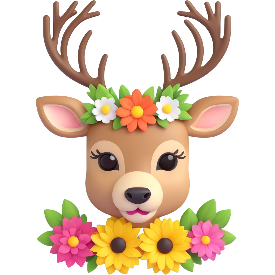 deer face with a flower crown emoji