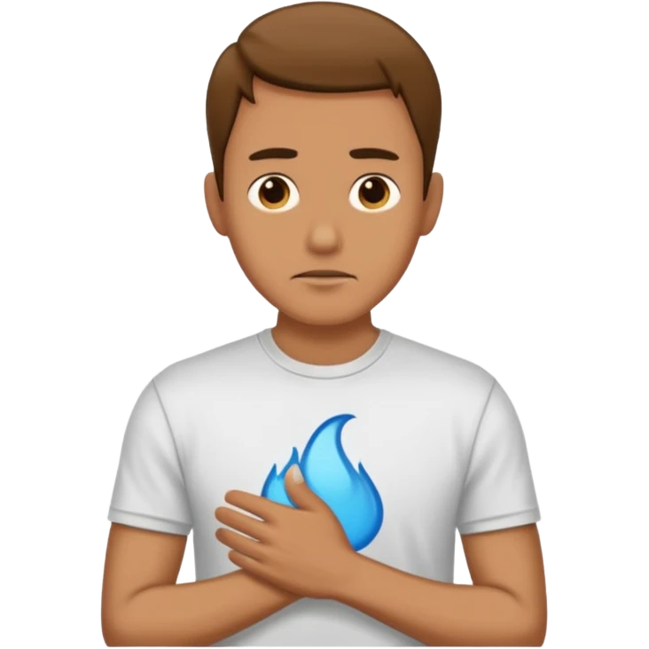 Man wearing a t-shirt and feeling cold emoji