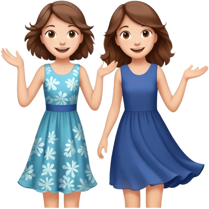  happy elegant beautiful girl flowy brown hair that is more valuable then corals and her sister excited to see to travel the world emoji