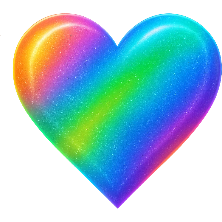 heart icon with a rainbow shimmer, digital illustration emoji