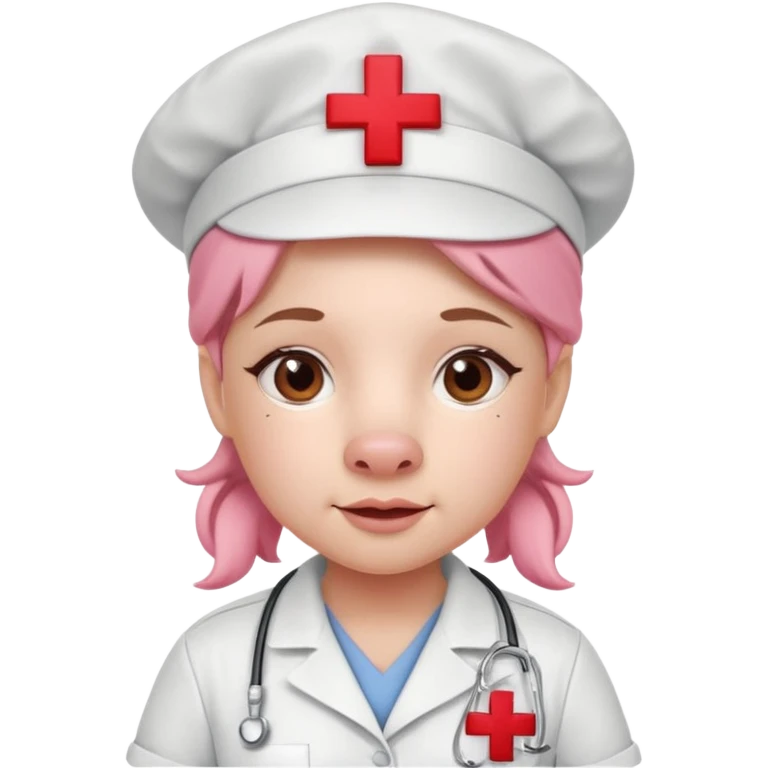 Pink pig nurse with red cross cap.














 emoji