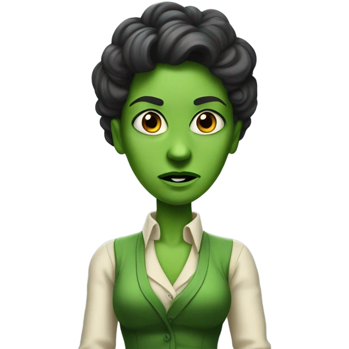 I want  green woman who is being acused of murdering someone called Mr giles emoji