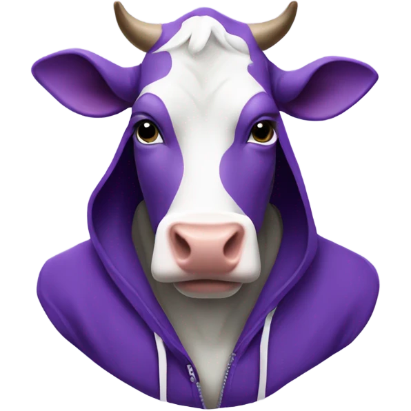 Purple cow wearing hoodie emoji