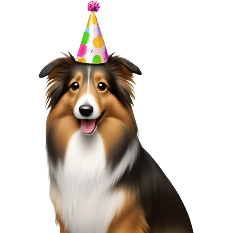 Sheltie wearing a party hat  emoji