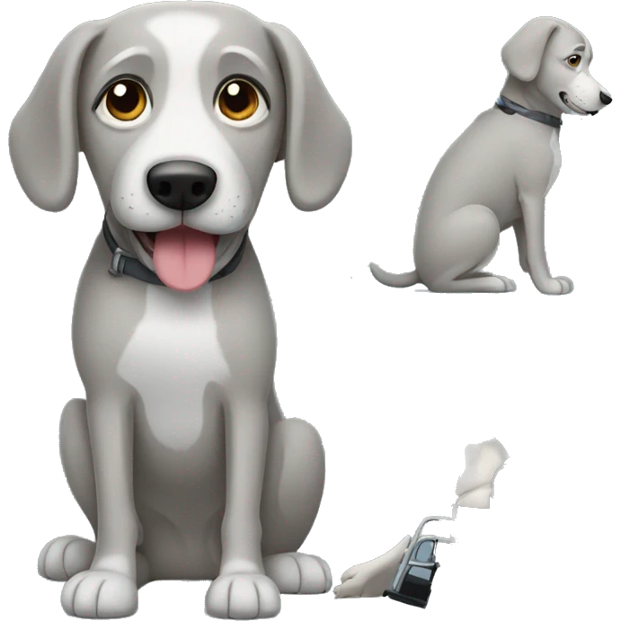 Grey dog with disability emoji